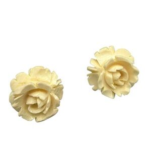 Vintage Carved Floral 12K Gold Filled Screw Back Earrings